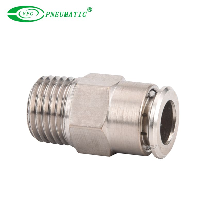 VC Series High Pressure Male Thread Straight Connector, Brass, 870 Psi