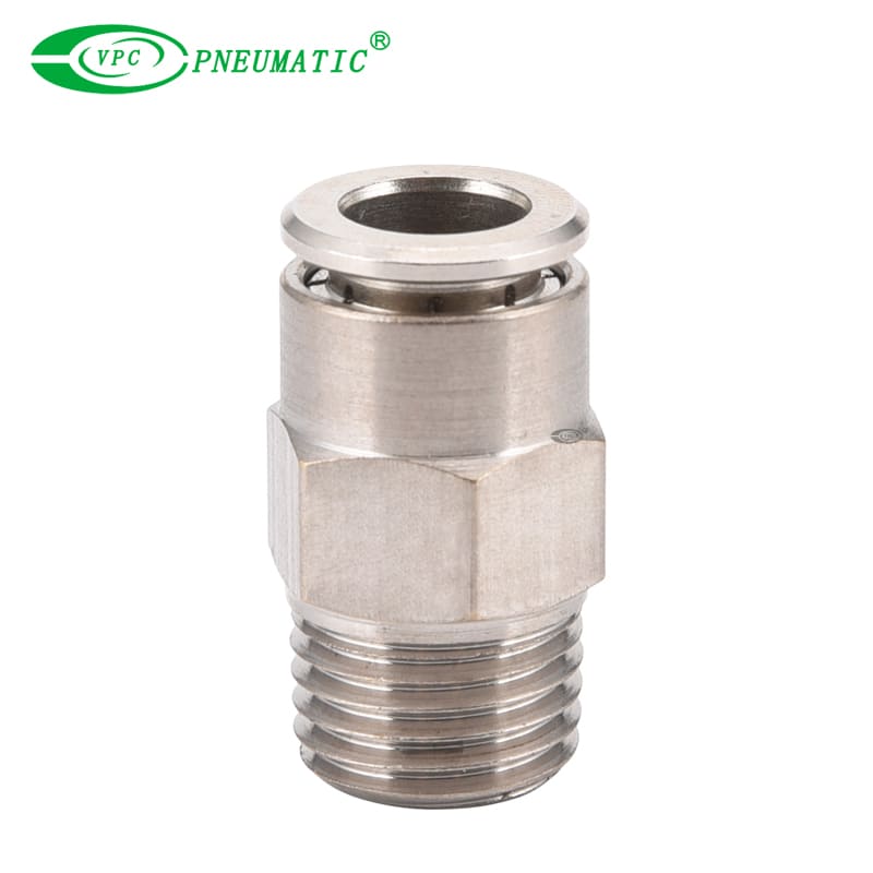 VC Series High Pressure Male Thread Straight Connector, Brass, 870 Psi