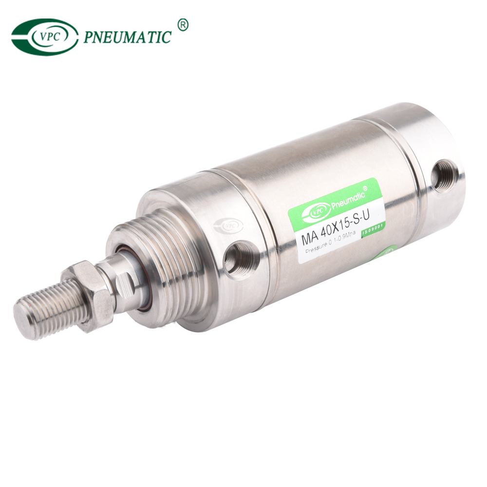 MA Series Stainless Steel Mini Cylinder, Flat-end Type, European Standards Big Bore