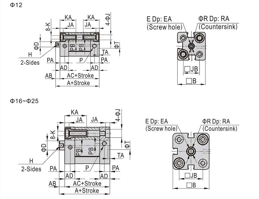 air cylinder single acting spring return