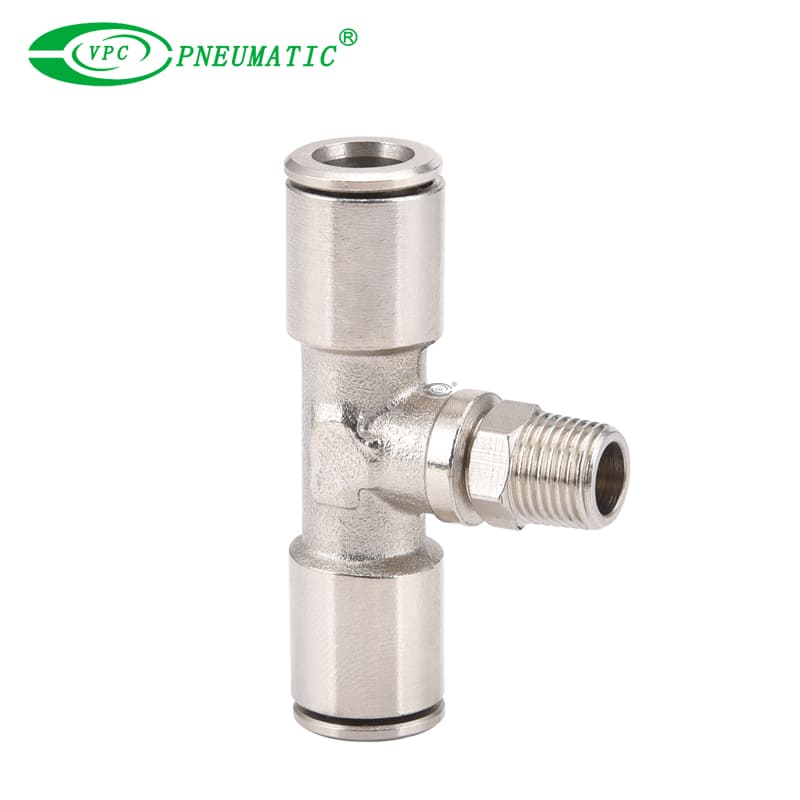 VB Series High Pressure Brass Fitting, T Type, Male Thread, 870 Psi