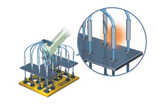 Use multiple suction cups to hold workpieces with holes