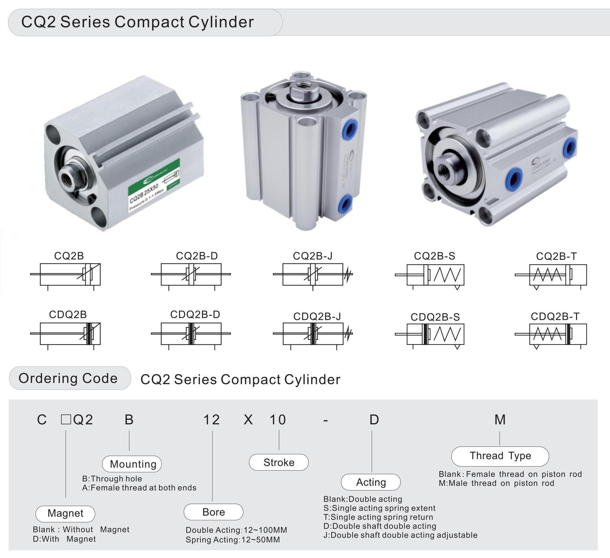 CQ2 Series Double Acting Single Rod Compact Cylinder - Buy Pneumatic ...