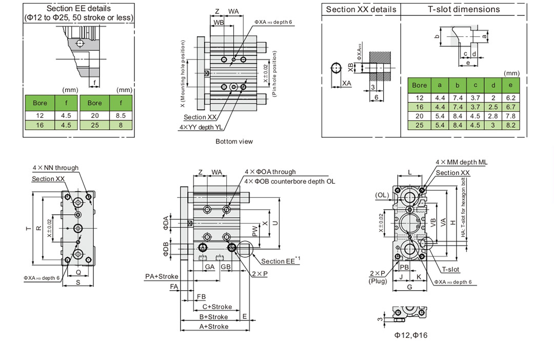 MGPL Series Ball Bushing Bearing Three Rod Guided Pneumatic