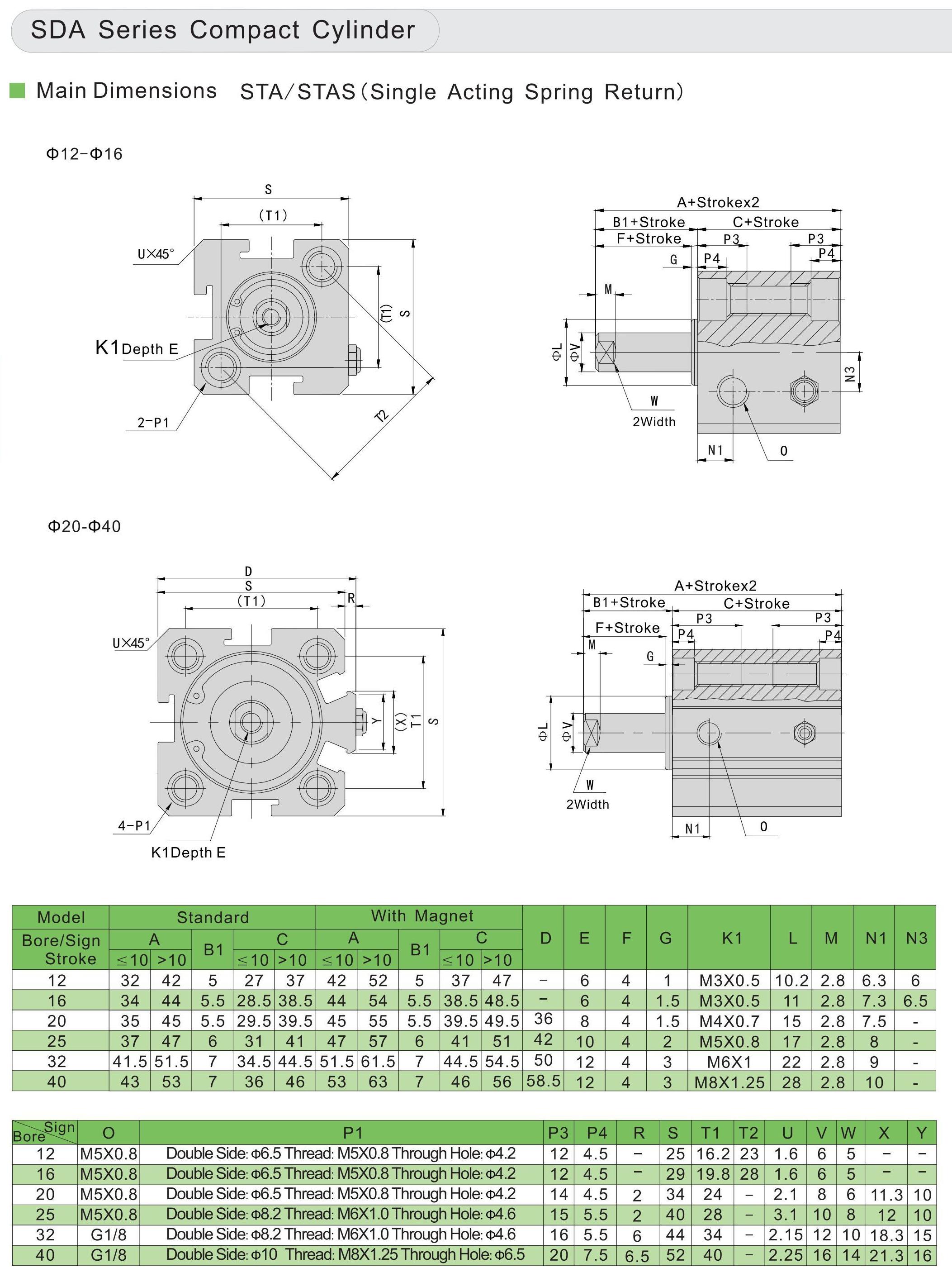 SDA pneumatic thin cylinder